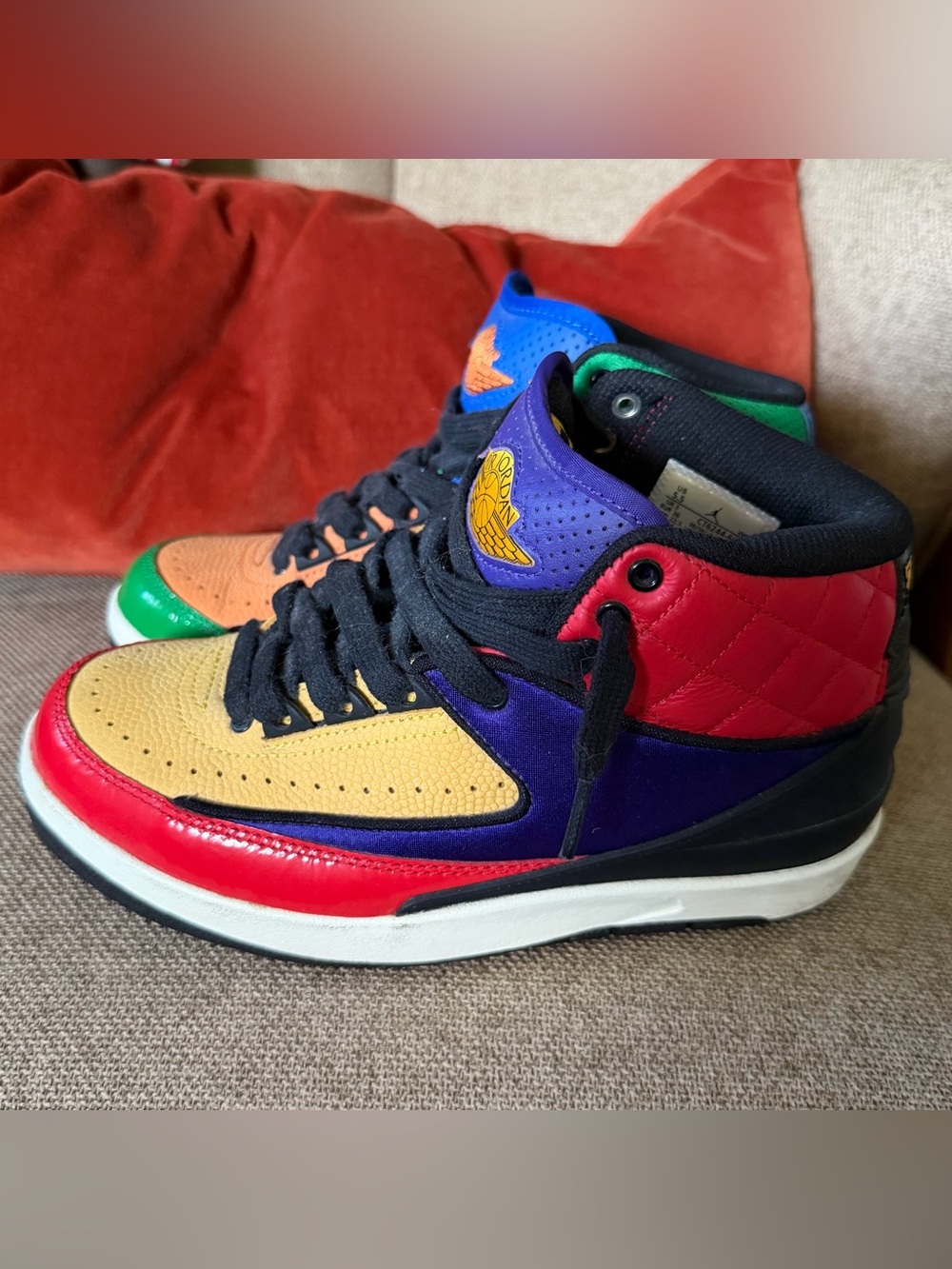 Nike Air Jordan 2 Retro Multi-Color Sneakers No Box Only Black Laces